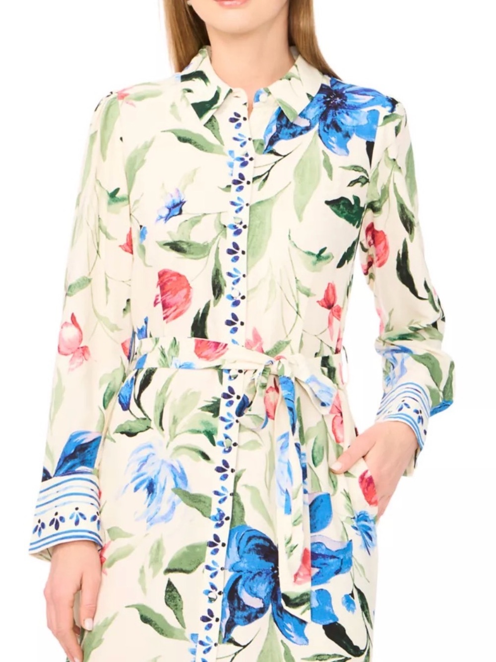 Women's Roll Sleeve Tie Waist Shirt Dress